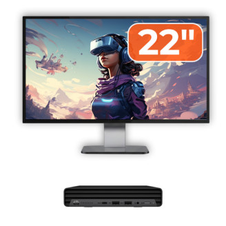 Pachet Calculator Refurbished HP ProDesk 400 G6 Mini, Intel Core i5-10500T 2.30 - 3.80GHz, 8GB DDR4, 256GB SSD + Monitor 22 Inch + Windows 10 Home