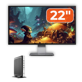 Pachet PC Second Hand HP T630 Thin Client, AMD GX-420GI 2.00GHz, 8GB DDR4, 128GB SSD + Monitor 22"