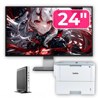 Pachet PC Second Hand HP T630 Thin Client, AMD GX-420GI 2.00GHz, 8GB DDR4, 128GB SSD + Monitor 24" & Imprimanta Brother HL-L6300DW