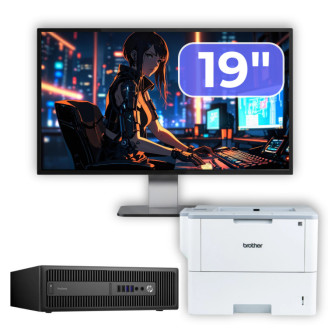 Pachet PC Second Hand HP ProDesk 600 G2 SFF, Intel Core i7-6700 3.40GHz, 8GB DDR4, 128GB SSD + 500GB HDD + Monitor 19" & Imprimanta Brother HL-L6300DW
