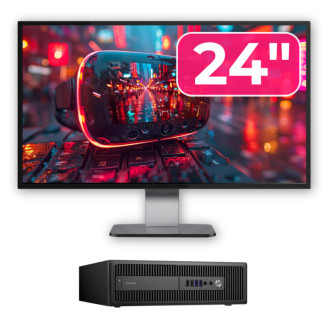 Pachet PC Second Hand HP ProDesk 600 G2 SFF, Intel Core i5-6500 3.20GHz, 8GB DDR4, 120GB SSD + 500GB HDD + Monitor 24"