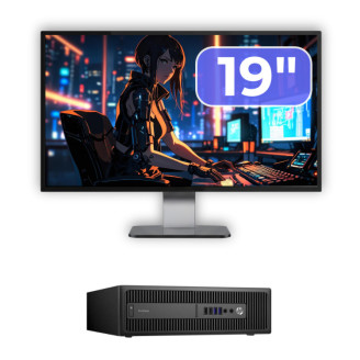 Pachet Calculator Second Hand HP Prodesk 600 G2 SFF, Intel Core i5-6500 3.20GHz, 8GB DDR4, 256GB SSD + Monitor 19"