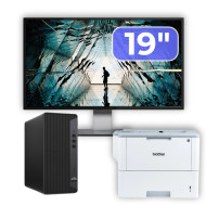 Pachet Calculator Second Hand HP EliteDesk 800 G6 Tower, Intel Core i5-10400F 2.90 - 4.30GHz, 16GB DDR4, Placa Video AMD Radeon R7 430 2GB, 256GB SSD + Monitor 19" & Imprimanta Brother HL-L6300DW