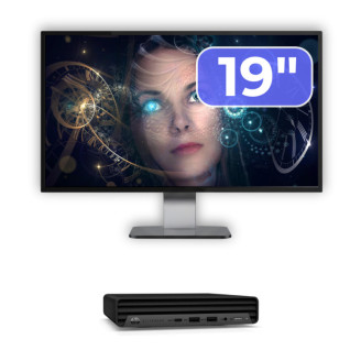 Pachet Calculator Second Hand HP EliteDesk 800 G6 Mini PC, Intel Core i5-10500T 2.30 - 3.80GHz, 8GB DDR4, 256GB SSD + Monitor 19"