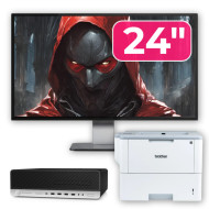 Pachet Calculator Second Hand HP ProDesk 800 G3 SFF, Intel Core i5-7500 3.40-3.80GHz, 8GB DDR4, 256GB SSD + Monitor 24" & Imprimanta Brother HL-L6300DW