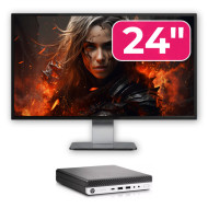 Pachet Calculator Second Hand HP EliteDesk 800 G3 Mini PC, Intel Core i5-6500T 2.50GHz, 16GB DDR4, 512GB SSD + Monitor 24"