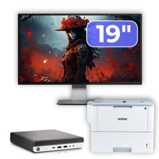 Pachet Calculator Second Hand HP EliteDesk 800 G3 Mini PC, Intel Core i5-6500T 2.50GHz, 16GB DDR4, 512GB SSD + Monitor 19" & Imprimanta Brother HL-L6300DW