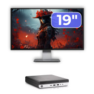 Pachet Calculator Second Hand HP EliteDesk 800 G3 Mini PC, Intel Core i7-7700T 2.90GHz, 8GB DDR4, 256GB SSD, Wi-Fi + Monitor 19"