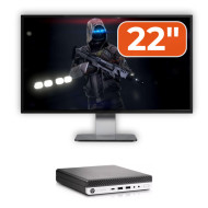 Pachet Calculator Second Hand HP EliteDesk 800 G3 Mini PC, Intel Core i7-7700T 2.90GHz, 8GB DDR4, 256GB SSD, Wi-Fi + Monitor 22"