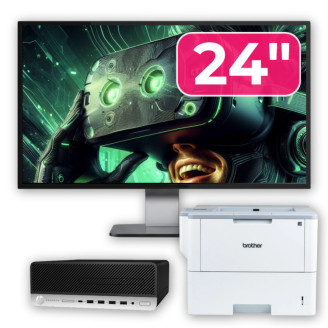 Pachet Calculator Second Hand HP ProDesk 600 G3 SFF, Intel Core i5-6500 3.20GHz, 8GB DDR4, 256GB SSD + Monitor 24" & Imprimanta Brother HL-L6300DW