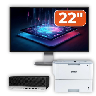 Pachet Calculator Second Hand HP ProDesk 600 G3 SFF, Intel Core i5-6500 3.20GHz, 8GB DDR4, 256GB SSD + Monitor 22" & Imprimanta Brother HL-L6300DW