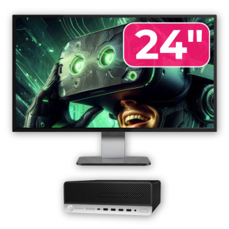 Pachet Calculator Second Hand HP ProDesk 600 G3 SFF, Intel Core i3-7100 3.90GHz, 8GB DDR4, 240GB SSD + Monitor 24"