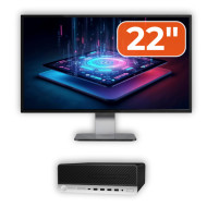 Pachet Calculator Second Hand HP ProDesk 600 G3 SFF, Intel Core i3-6100 3.70GHz, 8GB DDR4, 256GB SSD, DVD-ROM + Monitor 22"