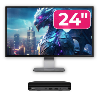 Pachet Calculator Second Hand HP ProDesk 400 G6 Mini, Intel Core i5-10500T 2.30 - 3.80GHz, 8GB DDR4, 256GB SSD + Monitor 24"