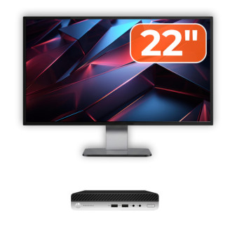 Pachet Calculator Second Hand HP ProDesk 400 G4 Mini PC, Intel Core i5-8500T 2.10 - 3.50GHz, 8GB DDR4, 256GB SSD + Monitor 22"