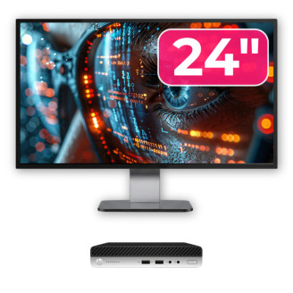 Pachet Calculator Second Hand HP ProDesk 400 G4 Mini PC, Intel Core i3-8100T 3.40GHz, 8GB DDR4, 256GB SSD + Monitor 24"