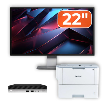 Pachet Calculator Second Hand HP ProDesk 400 G4 Mini PC, Intel Core i3-8100T 3.40GHz, 8GB DDR4, 256GB SSD + Monitor 22" & Imprimanta Brother HL-L6300DW