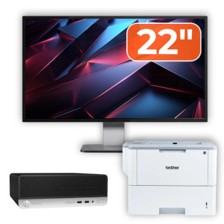 Pachet Calculator Second Hand HP ProDesk 400 G4 SFF, Intel Core i5-7500 3.40GHz, 8GB DDR4, 256GB SSD + Monitor 22" & Imprimanta Brother HL-L6300DW