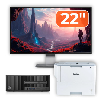 Pachet Calculator Second Hand HP 280 G2 SFF, Intel Core i5-6400 2.70GHz, 8GB DDR4, 500GB HDD, DVD-ROM + Monitor 22" & Imprimanta Brother HL-L6300DW