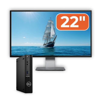 Pachet Calculator Second Hand DELL OptiPlex 3090 Mini PC, Intel Core i3-10105T 3.00 - 3.90GHz, 8GB DDR4, 256GB SSD + Monitor 22"