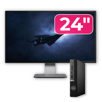 Pachet Calculator Second Hand DELL OptiPlex 7080 Mini PC, Intel Core i5-10500T 2.30 - 3.80GHz, 8GB DDR4, 256GB SSD + Monitor 24"