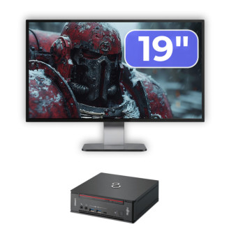 Pachet Calculator Second Hand Fujitsu Esprimo Q958 Mini PC, Intel Core i5-9500 3.00 - 4.40GHz, 8GB DDR4, 256GB SSD + Monitor 19"