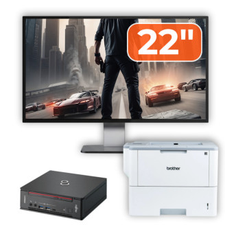 Pachet Calculator Second Hand Fujitsu Esprimo Q958 Mini PC, Intel Core i5-9500 3.00 - 4.40GHz, 8GB DDR4, 256GB SSD + Monitor 22" + Imprimanta Brother HL-L6300DW