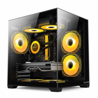Carcasa Noua Pro Gaming Ambra Black Cube, Middle Tower, ATX, Fara Sursa, 5x Fan ARGB, Controller ARGB, Telecomanda