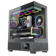 Carcasa Noua Pro Gaming KIAN BLACK, Middle Tower, ATX, fara sursa, 6x ARGB FAN, Controller ARGB, Display temperatura CPU/GPU cu soft inclus