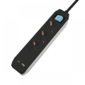 Prelungitor cu USB Spacer PP-3-30B-TC-USB, Schuko x 3, Type-C x1, USB 3.1A x 1,  cablu 3m, 16A, max. 3500W, protectie copii, intrerupator, Negru