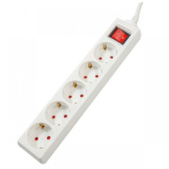 Prelungitor Spacer PP-5-30, Schuko x 5, cablu 3m, 16A, protectie copii, alb
