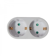 Dublu-stecher Spacer SPMS-2-WH, 2 prize Schuko, 1 stecher Schuko, 16A, max 3500W, protectie copii, alb