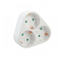 Triplu-stecher Spacer SPMS-3-WH, 3 prize Schuko, 1 stecher Schuko, 16A, max 3500W, protectie copii, alb