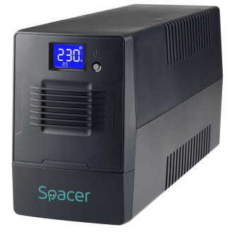 UPS Spacer Line Interactive cu management, LCD, 600VA/ 360W, AVR, 2 x Schuko, 1 x baterie 12V/7Ah, conector USB, combo RJ11/RJ45