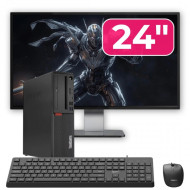 Pachet PC Second Hand Lenovo ThinkCentre M720s SFF, Intel Core i5-9400 2.90-4.10GHz, 8GB DDR4, 256GB SSD NVMe + Monitor 24" + cadou tastatura si mouse OptimX Pro KM500