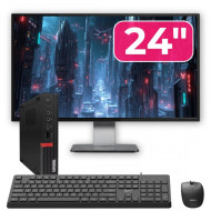 Pachet PC Second Hand Lenovo ThinkCentre M720q MiniPC, Intel Core i5-9400T 1.80 - 3.40GHz, 8GB DDR4, 256GB SSD NVMe + Monitor 24" + cadou tastatura si mouse OptimX Pro KM500