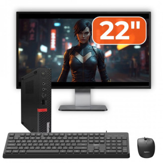 Pachet PC Second Hand Lenovo ThinkCentre M720q MiniPC, Intel Core i7-8700T 2.40 - 4.00GHz, 8GB DDR4, 256GB SSD NVMe + Monitor 22" + cadou tastatura si mouse OptimX Pro KM500