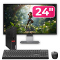 Pachet PC Second Hand Lenovo ThinkCentre M720q MiniPC, Intel Core i7-8700T 2.40 - 4.00GHz, 8GB DDR4, 256GB SSD NVMe + Monitor 24" + cadou tastatura si mouse OptimX Pro KM500